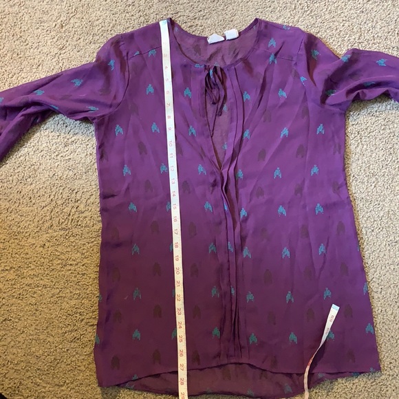 Retro 80s style sheer purple arrow blouse M / L - Picture 7 of 9